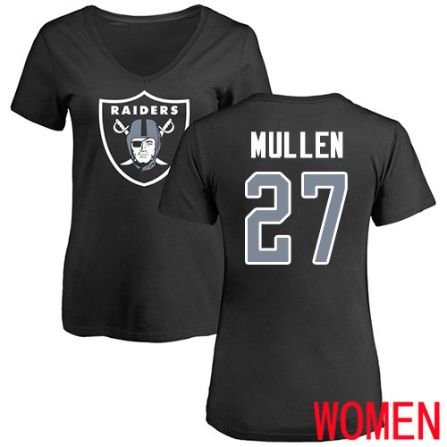 Oakland Raiders Black Women Trayvon Mullen Name and Number Logo NFL Football #27 T Shirt